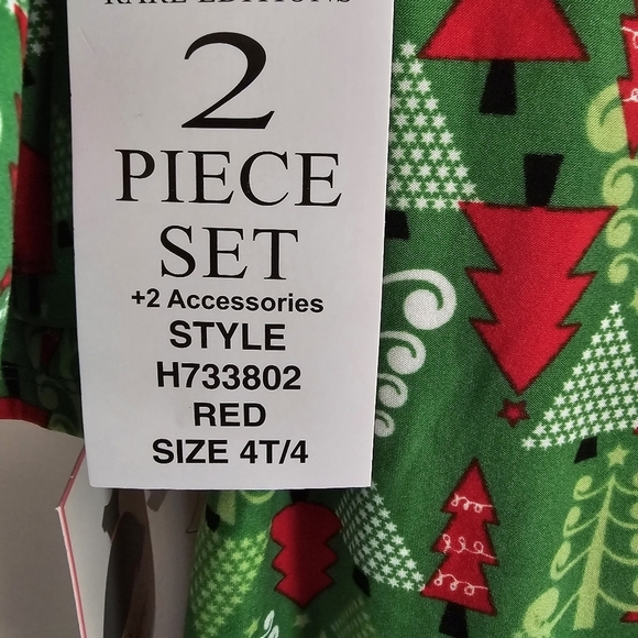 New Rare Editions Girls  "CHRISTMAS REINDEER & TREE" 2Piece Set Size 4T - Picture 3 of 9